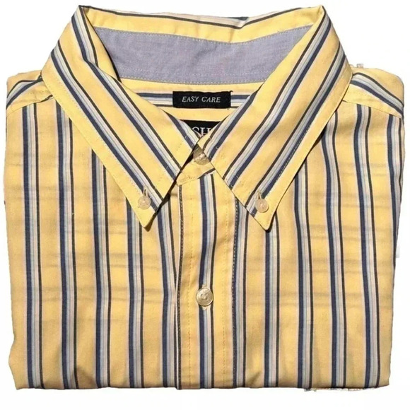 CHAPS Men’s Blue/Yellow Striped Long Sleeve Button Down Shirt Large EUC - Picture 1 of 8